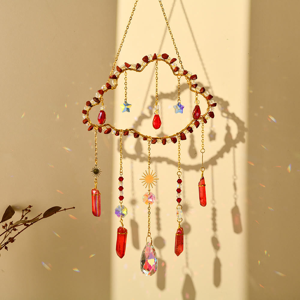 Carillon éolien en améthyste et quartz rose avec nuage de gravier Olivenorma