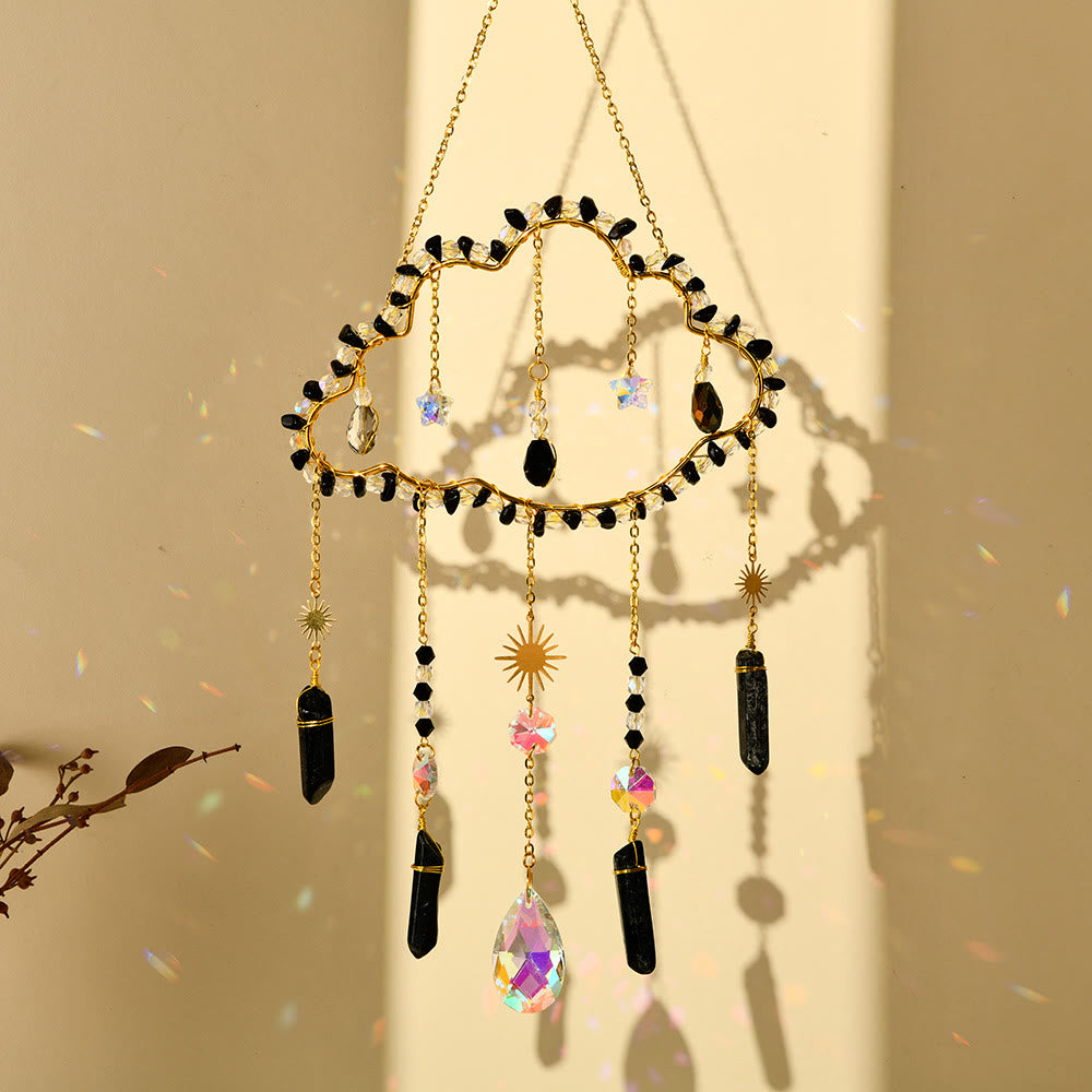 Carillon éolien en améthyste et quartz rose avec nuage de gravier Olivenorma