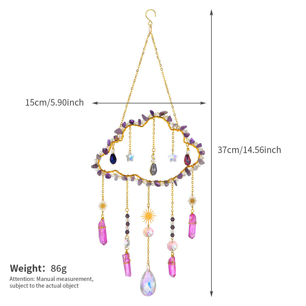 Carillon éolien en améthyste et quartz rose avec nuage de gravier Olivenorma