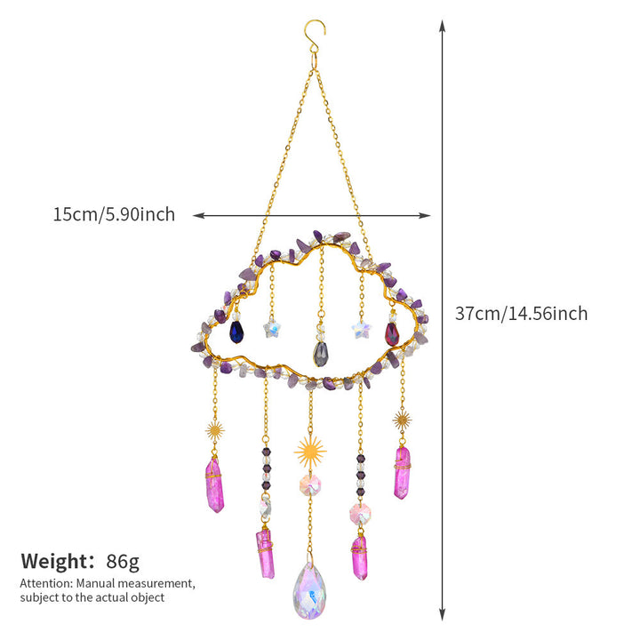 Carillon éolien en améthyste et quartz rose avec nuage de gravier Olivenorma