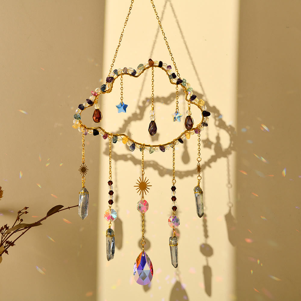 Carillon éolien en améthyste et quartz rose avec nuage de gravier Olivenorma