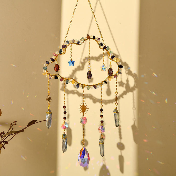 Carillon éolien en améthyste et quartz rose avec nuage de gravier Olivenorma