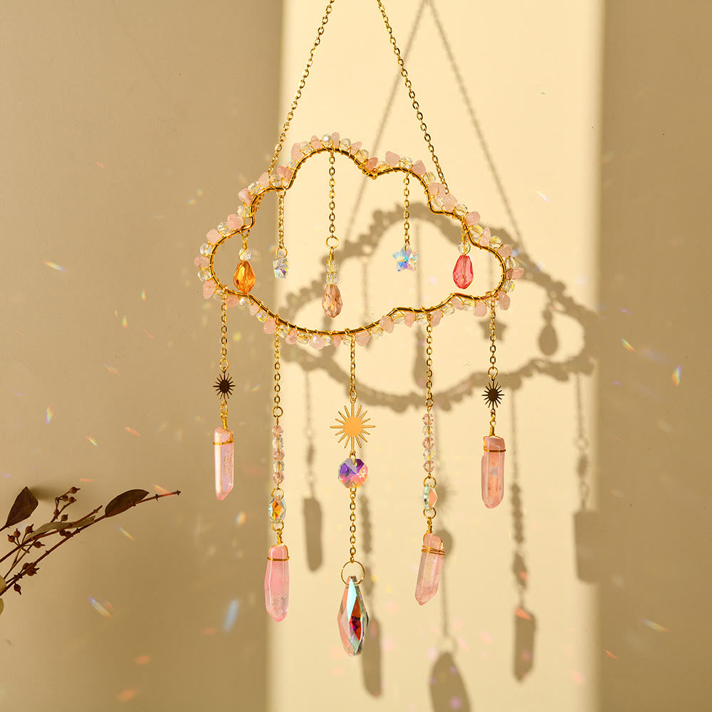 Carillon éolien en améthyste et quartz rose avec nuage de gravier Olivenorma