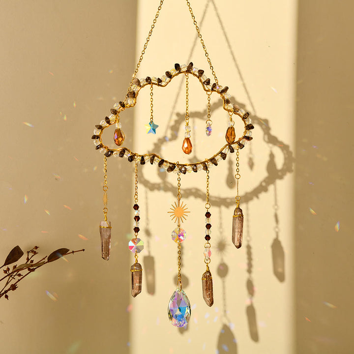 Carillon éolien en améthyste et quartz rose avec nuage de gravier Olivenorma