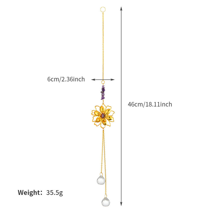 Pendentif attrape-soleil en gravier naturel avec lotus Olivenorma