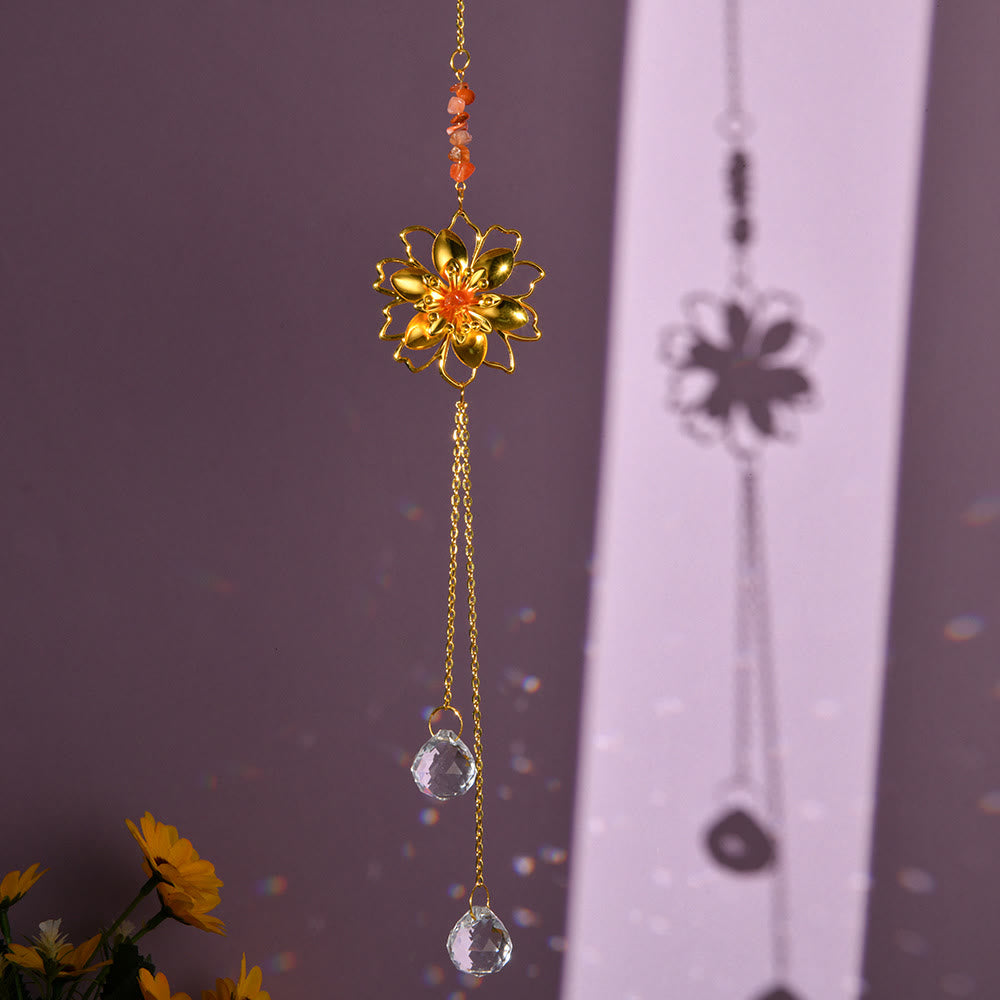 Pendentif attrape-soleil en gravier naturel avec lotus Olivenorma