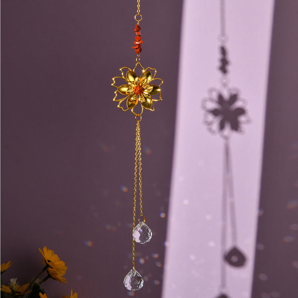 Pendentif attrape-soleil en gravier naturel avec lotus Olivenorma