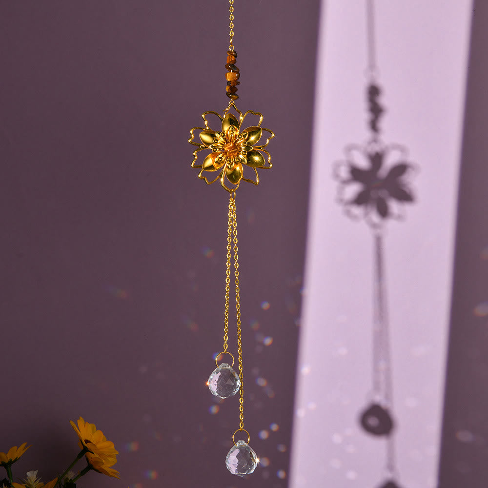 Pendentif attrape-soleil en gravier naturel avec lotus Olivenorma