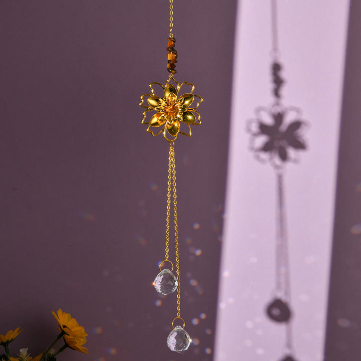 Pendentif attrape-soleil en gravier naturel avec lotus Olivenorma