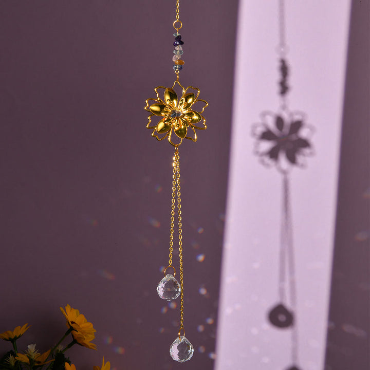 Pendentif attrape-soleil en gravier naturel avec lotus Olivenorma