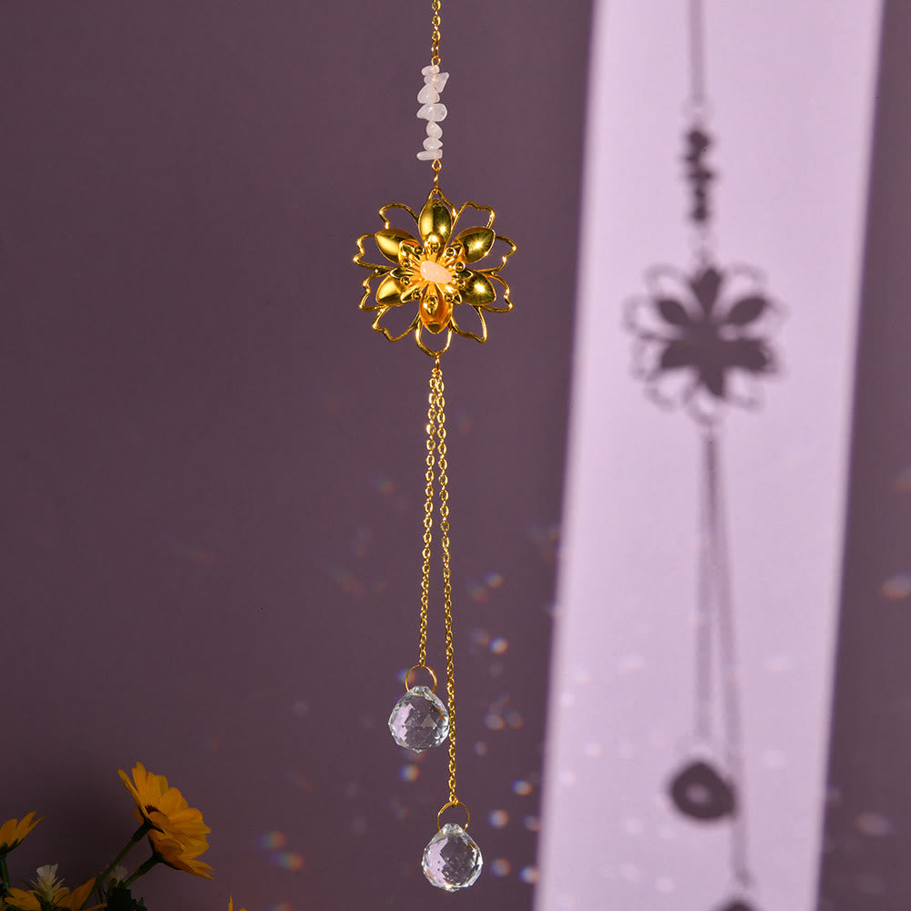 Pendentif attrape-soleil en gravier naturel avec lotus Olivenorma