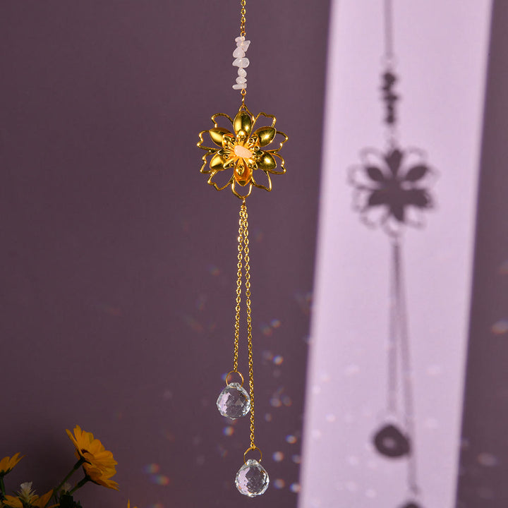 Pendentif attrape-soleil en gravier naturel avec lotus Olivenorma
