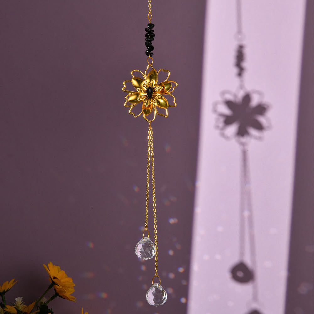 Pendentif attrape-soleil en gravier naturel avec lotus Olivenorma