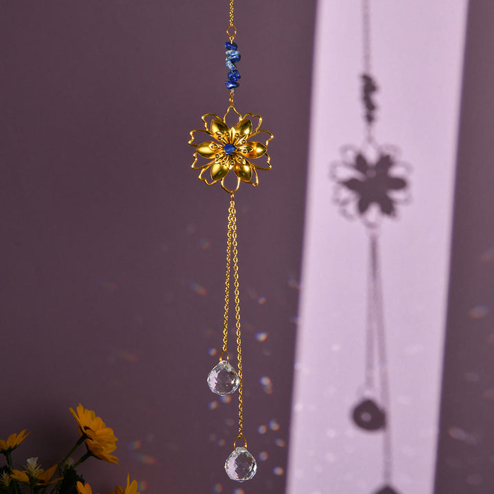 Pendentif attrape-soleil en gravier naturel avec lotus Olivenorma