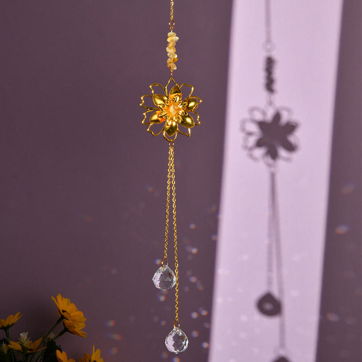 Pendentif attrape-soleil en gravier naturel avec lotus Olivenorma
