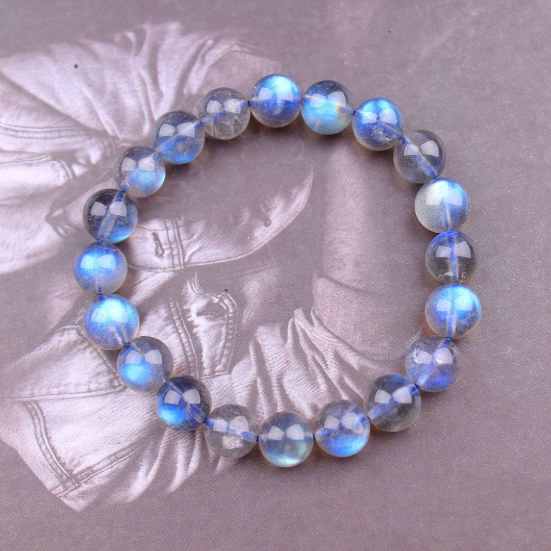 Bracelet de perles de labradorite naturelle Olivenorma 4-7A