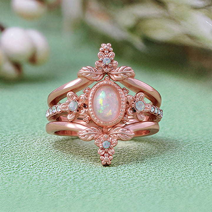 Olivenorma Lot de 3 bagues en zircon blanc opale