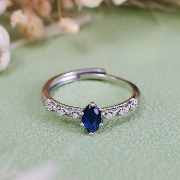 Bague rétro exquise en saphir taille ovale Olivenorma