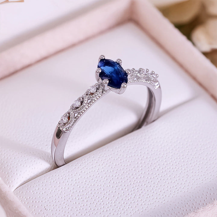 Bague rétro exquise en saphir taille ovale Olivenorma