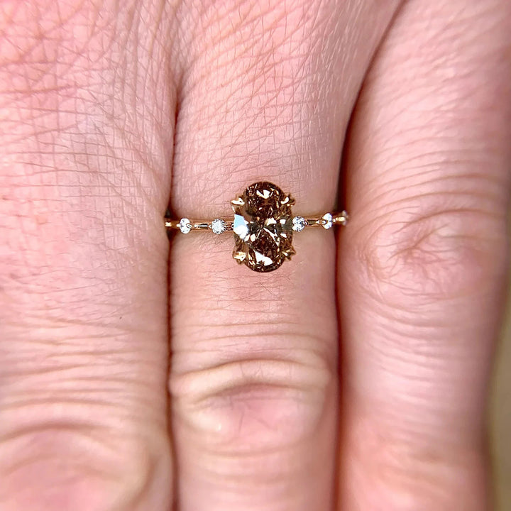 Bague délicate en quartz fumé taille ovale Olivenorma