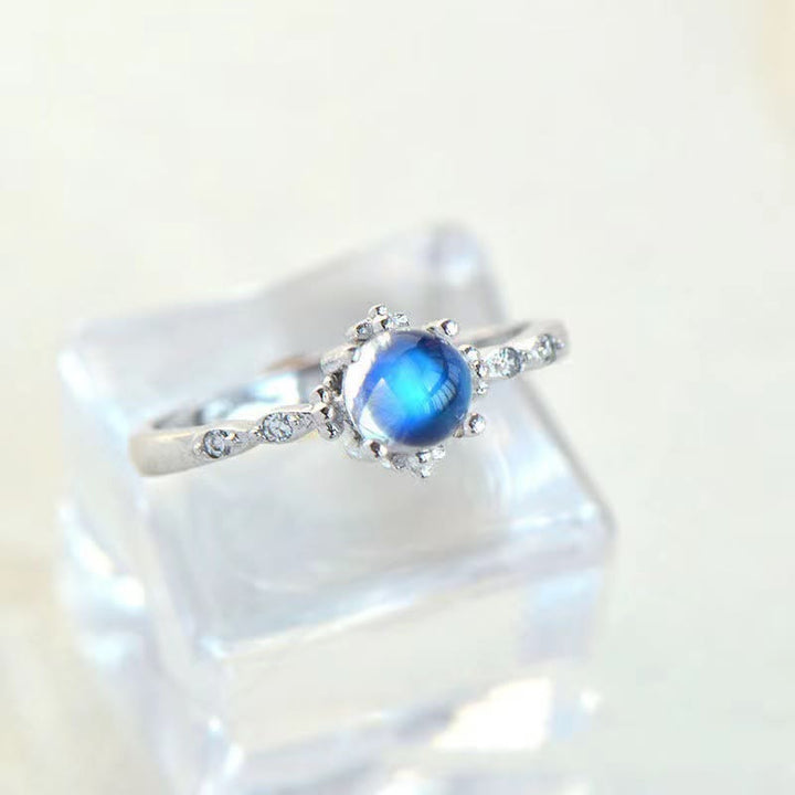 Bague vintage exquise en pierre de lune bleue Olivenorma