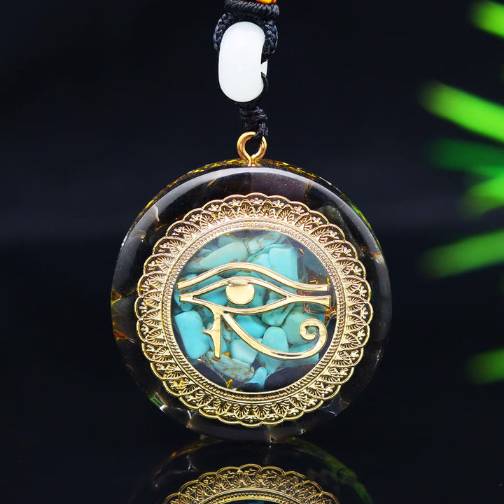 Collier orgonite époxy Olivenorma en onyx noir et turquoise