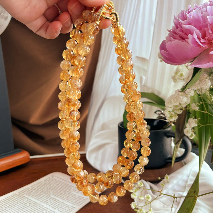 Collier et bracelet en perles de citrine naturelle Olivenorma de 10 mm