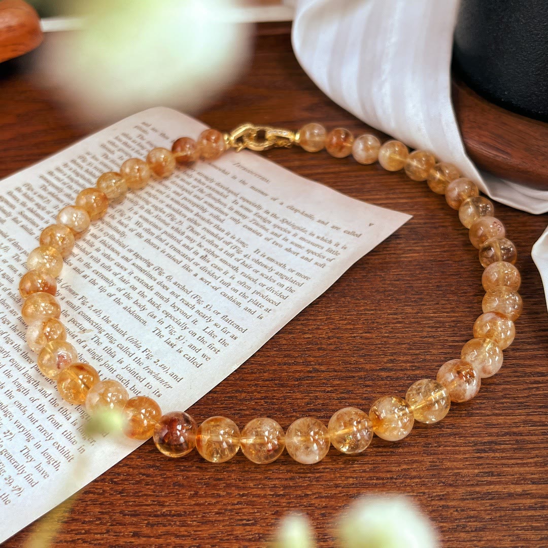 Collier et bracelet en perles de citrine naturelle Olivenorma de 10 mm