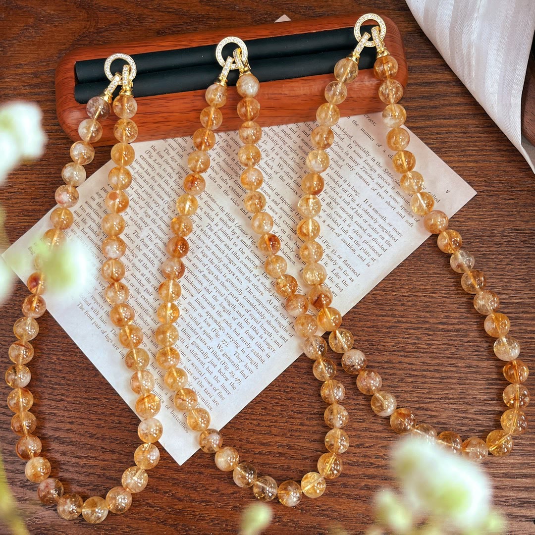 Collier et bracelet en perles de citrine naturelle Olivenorma de 10 mm