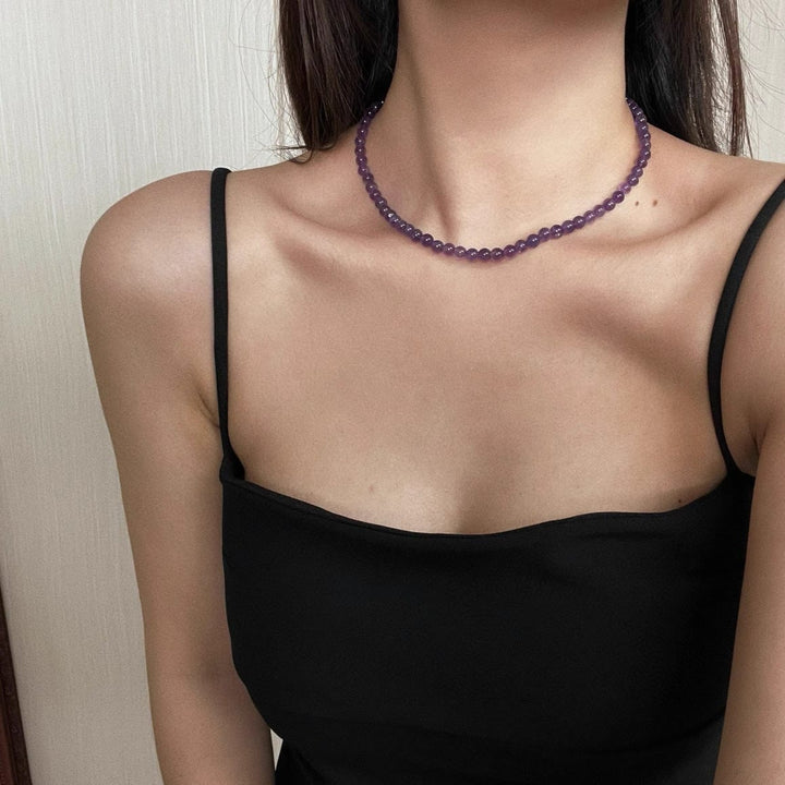 Collier de perles d'améthyste naturelle Olivenorma 6/8 mm