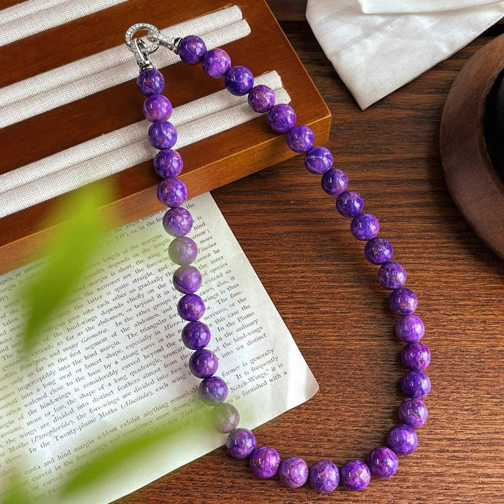 Collier de perles de charoïte naturelle Olivenorma