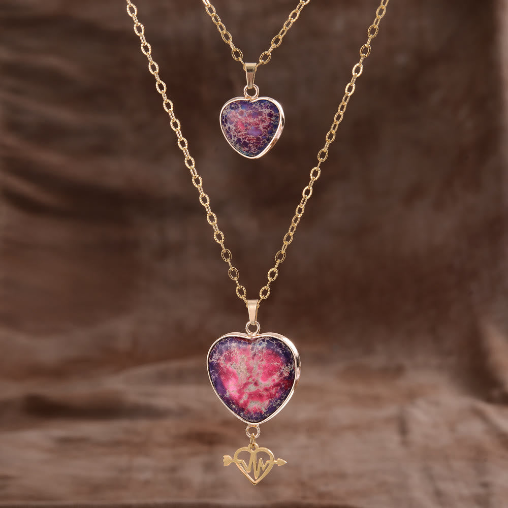 Collier avec pendentif double chaîne en pierre naturelle Olivenorma