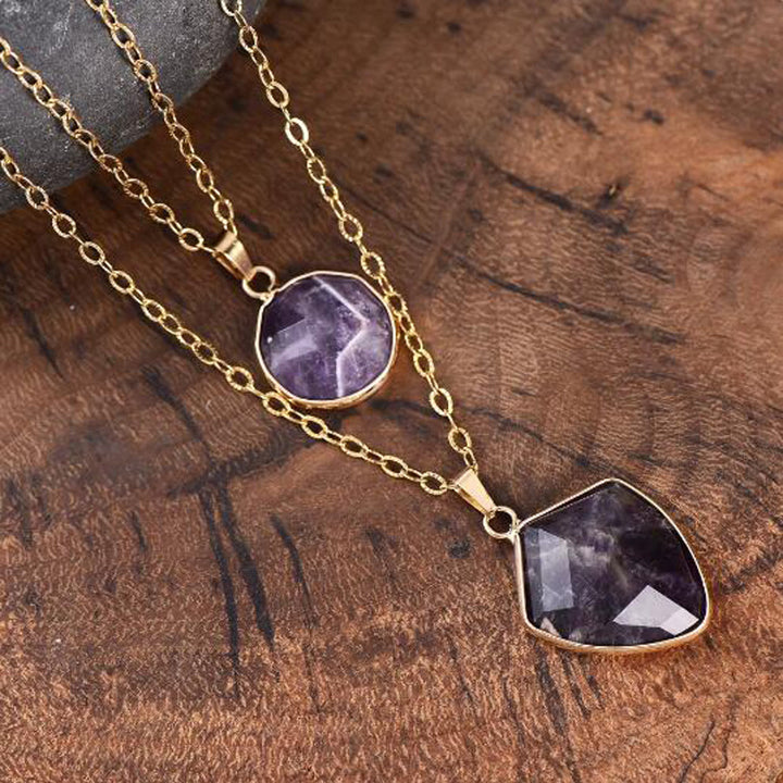 Collier avec pendentif double chaîne en pierre naturelle Olivenorma