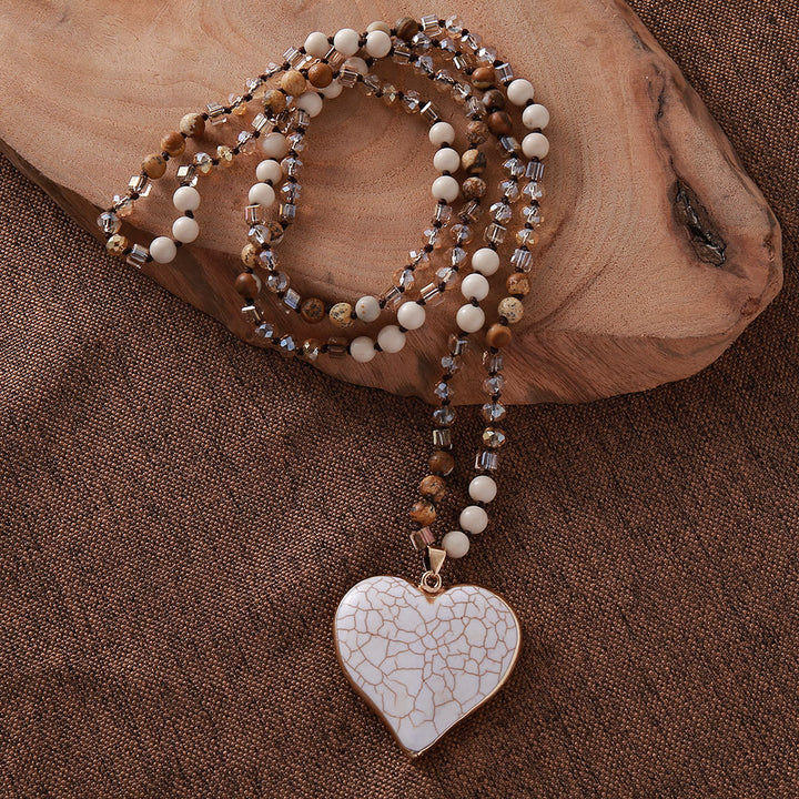 Collier pendentif cœur en turquoise blanche naturelle Olivenorma