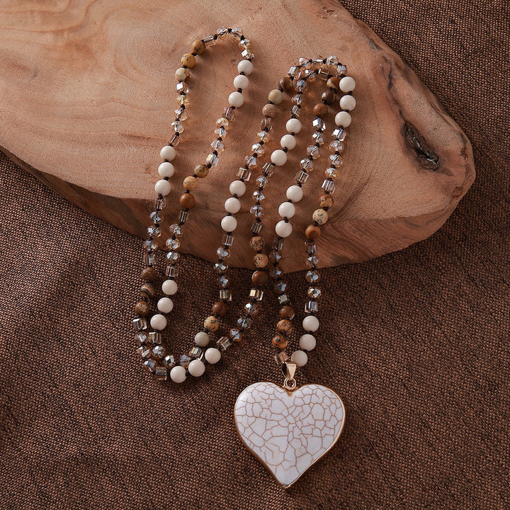 Collier pendentif cœur en turquoise blanche naturelle Olivenorma