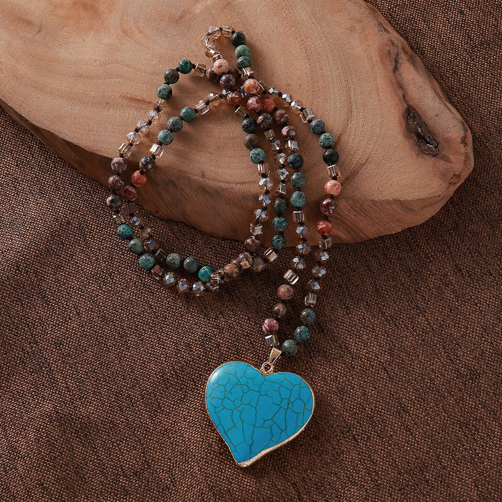 Collier pendentif cœur en turquoise blanche naturelle Olivenorma