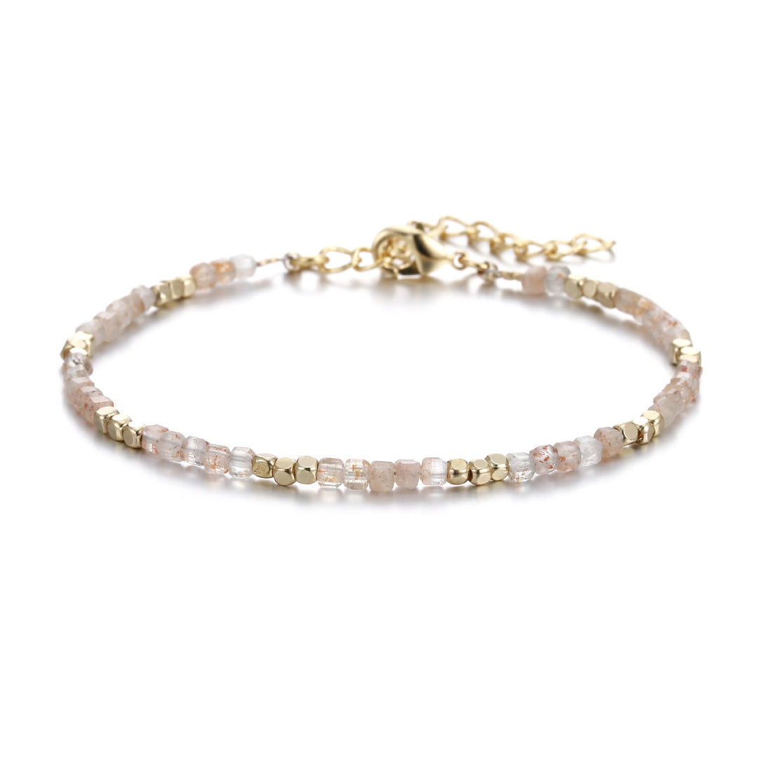 Bracelet à boucle en métal taillé en cube et pierre naturelle Olivenorma