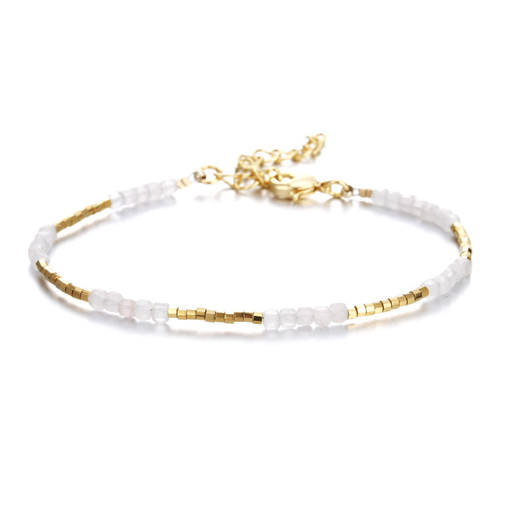 Bracelet à boucle en métal taillé en cube et pierre naturelle Olivenorma