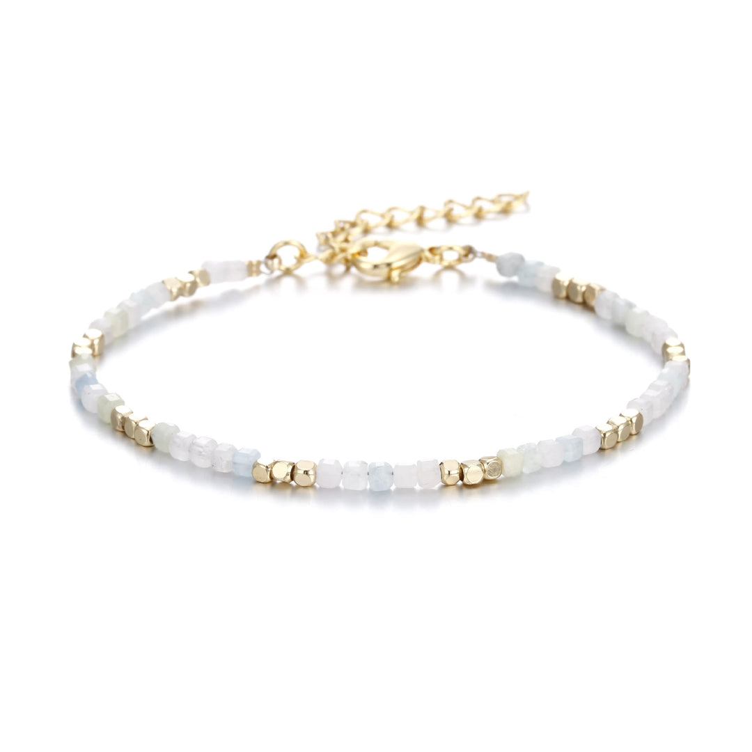 Bracelet à boucle en métal taillé en cube et pierre naturelle Olivenorma