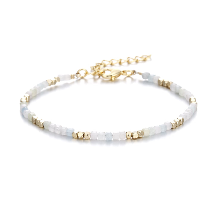 Bracelet à boucle en métal taillé en cube et pierre naturelle Olivenorma