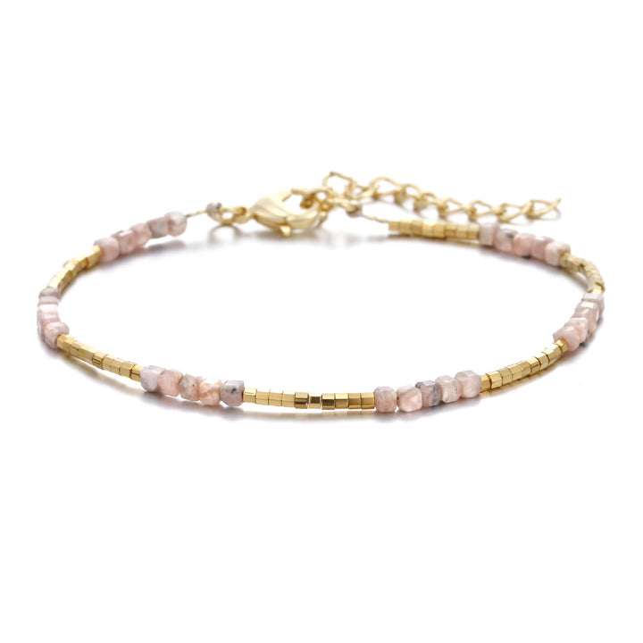 Bracelet à boucle en métal taillé en cube et pierre naturelle Olivenorma