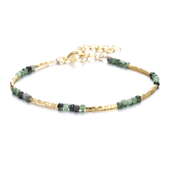 Bracelet à boucle en métal taillé en cube et pierre naturelle Olivenorma