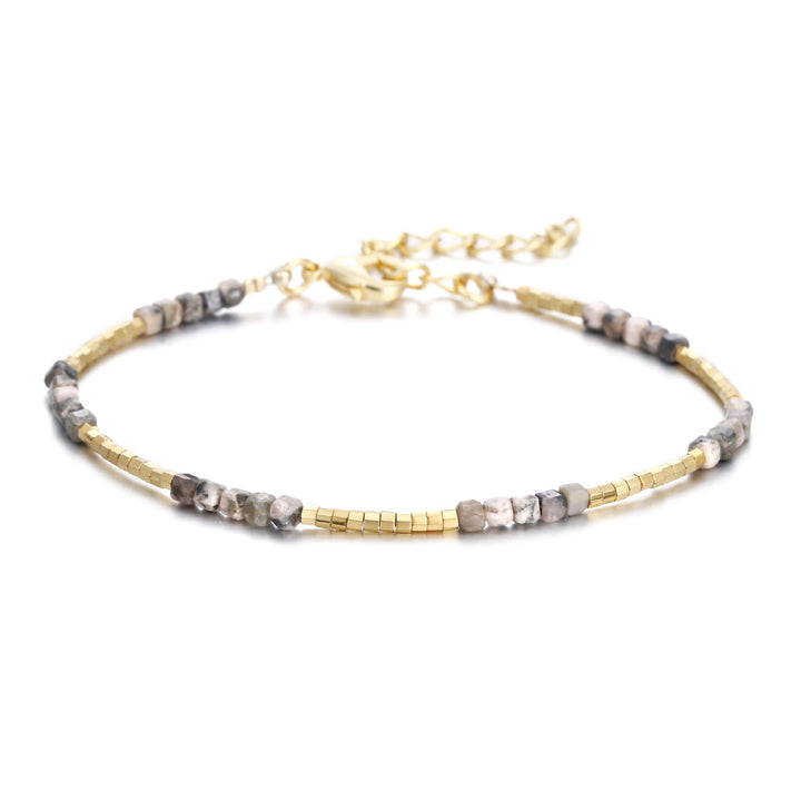 Bracelet à boucle en métal taillé en cube et pierre naturelle Olivenorma