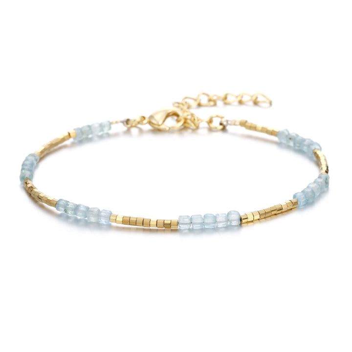 Bracelet à boucle en métal taillé en cube et pierre naturelle Olivenorma