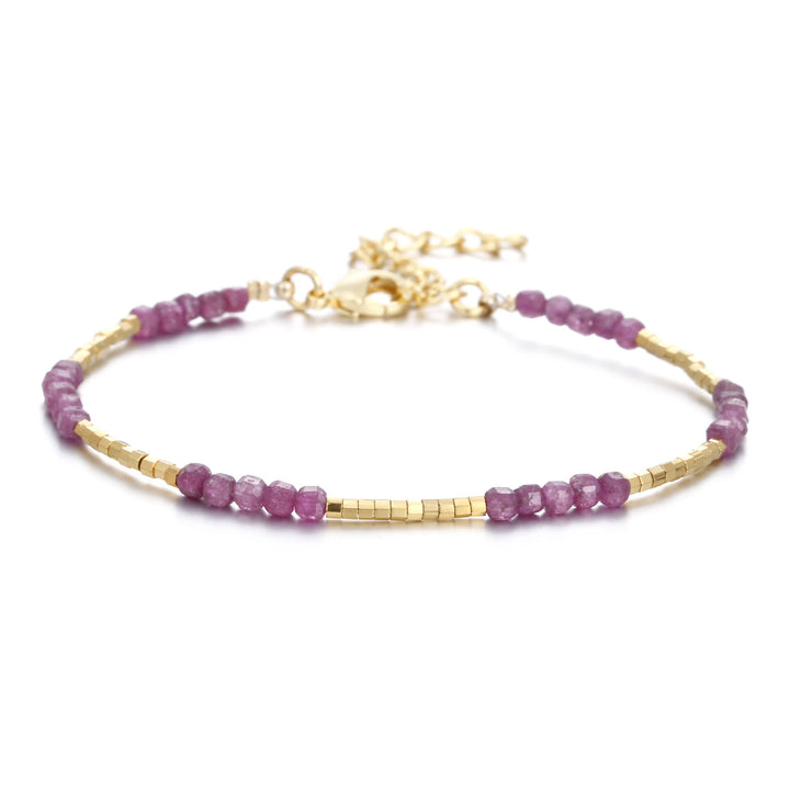Bracelet à boucle en métal taillé en cube et pierre naturelle Olivenorma