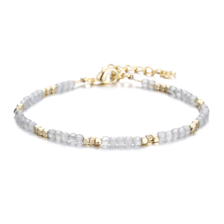 Bracelet à boucle en métal taillé en cube et pierre naturelle Olivenorma