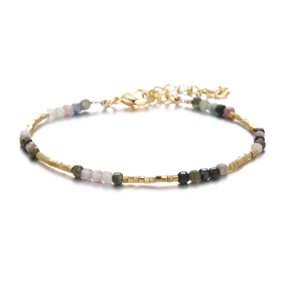 Bracelet à boucle en métal taillé en cube et pierre naturelle Olivenorma