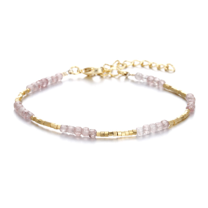 Bracelet à boucle en métal taillé en cube et pierre naturelle Olivenorma