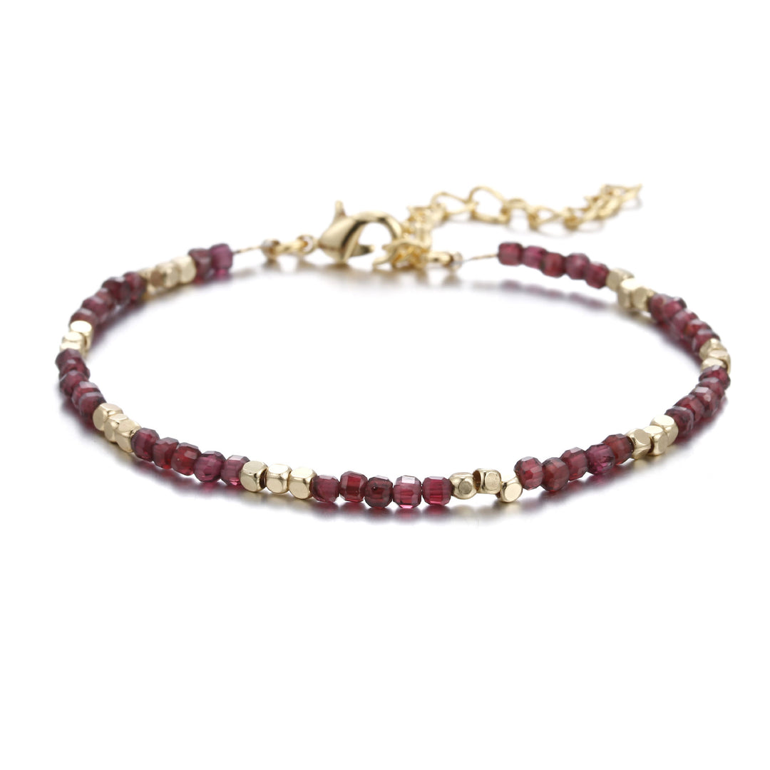Bracelet à boucle en métal taillé en cube et pierre naturelle Olivenorma