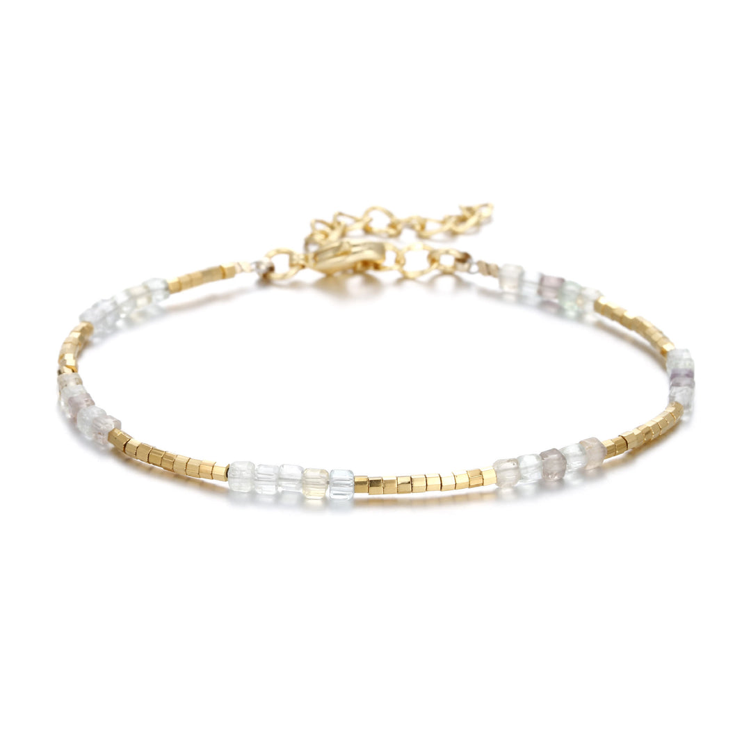 Bracelet à boucle en métal taillé en cube et pierre naturelle Olivenorma